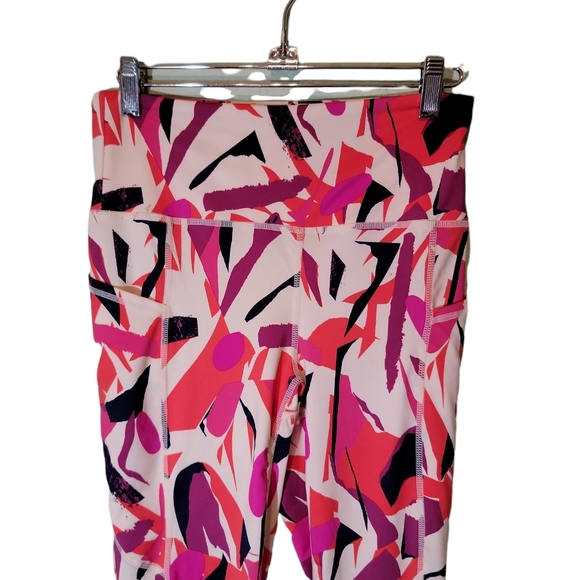 J.Dow Fitness Leggings Womens Sz Small 2 Pockets Multi Color Summer Workout Pant - Picture 6 of 7